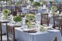 Formal event table settings with linens and tabletop rentals